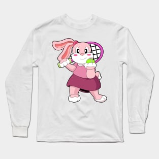 Rabbit at Tennis with Tennis racket Long Sleeve T-Shirt